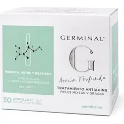 Germinal 30 Ampollas Accion Profunda - Anti-Aging Behandlung - Augenpflege für Mischhaut und fettige Haut, spendet intensive Feuchtigkeit und sorgt für ein sichtbar glatteres, strahlenderes Hautbild.