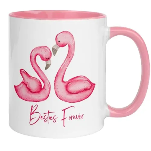 Beste Freunde Freundinnen Tasse mit Spruch | Flamingos & Besties Forever | Geschenk für beste Freundin besten Freund Freundschaft | Best Friends - Freundschaftstasse lustig witzig liebevoll herzlich