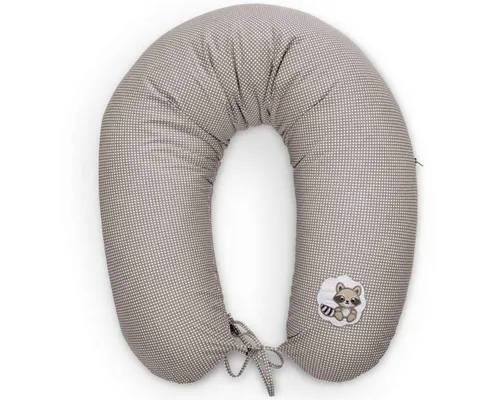 SEI Design Stillkissen Waschbär Taupe - Stillkissen für Seitenschläfer, ergonomisch gestaltet mit abnehmbarem 100% Baumwollbezug, ideal für das Stillen und Entspannen während der Schwangerschaft.