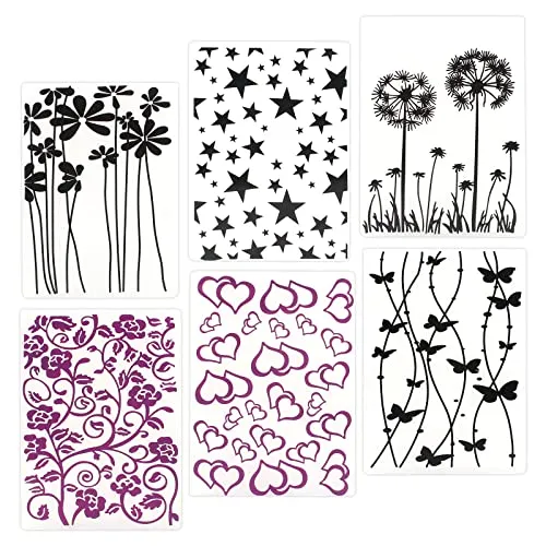 Guichangkai Prägeschablone 6Pcs Prägefolder Embossing Folder Schablone,Kunststoff Prägeschablone für DIY-Scrapbooking,Sammelalben,Fotoalben,Papierkarten, Bastelarbeiten
