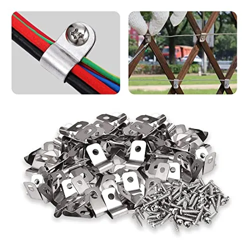Zaundrahtklemmen Landwirtschaft Zaun Befestigungsclips Edelstahl Drahtklammern mit Schrauben für geschweißten Draht an Holz, Metall oder Vinylzaun (300)