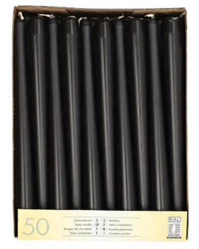 PAPSTAR 50 Kerzen schwarz in schwarz von PAPSTAR