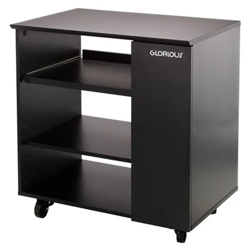 Glorious Modular Side Rack Black - Cases, Racks & Taschen; erweiterbarer Stauraum mit anpassbaren Höhen und flexibler Montage auf Metallfüßen oder Rollen für optimale Nutzung.