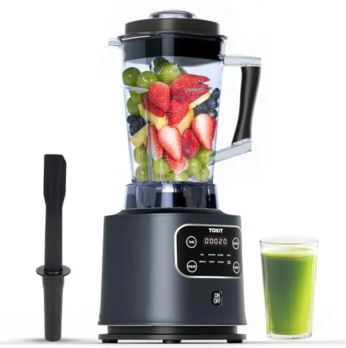TOKIT 8-EN-1 Standmixer 2000ML, Hochleistungsmixer Pro 1400W Metallmaterial mit Touch LCD und 8 Menüs und 9 Geschwindigkeiten Eisbrecher für Küche Shakes, Smoothies, Eiscrushen