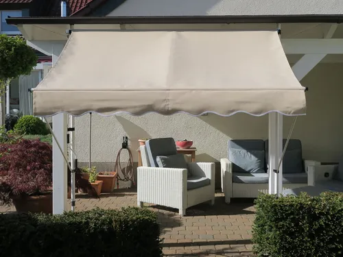 Grasekamp Klemmmarkise 200x130 cm - Sand - Markisen, einfache Montage ohne Bohren, ideal für Balkon oder Terrasse, leichtes Ein- und Ausfahren durch praktischen Kurbelantrieb.