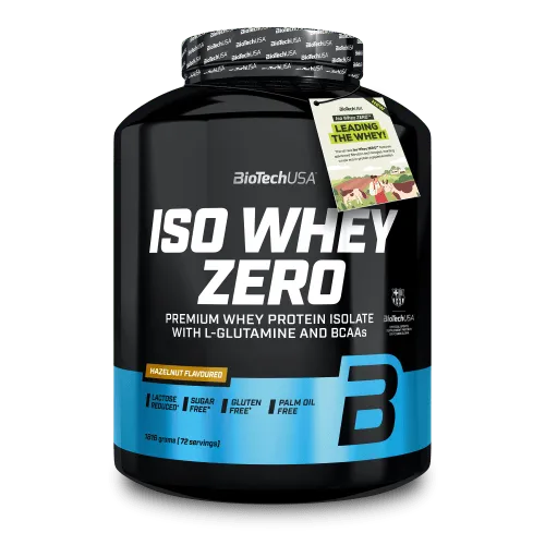 BioTechUSA Iso Whey Zero Haselnuss | Premium Whey Protein Isolate - Molkenprotein aus der Milch von grasgefütterten Kühen, zucker- und glutenfrei, unterstützt Muskelwachstum und Wohlbefinden mit hoher Bioverfügbarkeit.
