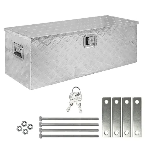 Trucky Anhänger-Deichselbox D160 aus Aluminium - Transportbox für PKW Anhänger, aus robustem Aluminium, verschließbar mit Schlüssel, inkl. Montagesatz für einfache Befestigung ohne Anbohren.