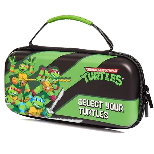 Numskull Offiziell TMNT Hartschale Reisehülle für die Nintendo Switch und das OLED-Modell von 2021 bietet Platz für 10 Spiele und Switch-Zubehör.