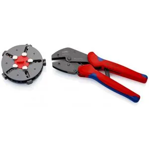 Knipex MultiCrimp 97 33 02 - Crimpzange für unisolierte und isolierte Kabelschuhe, präzise Crimpqualität und ergonomischer Griff für einfache Handhabung