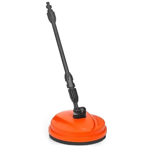 Kanwod Terrassenreinigungsbürste für Lehmann Hochdruckreiniger, Terrassenbürste mit Zwei Flachstrahldüsen für Hochdruckreiniger, Spritzwasserschutz und Handgriff für vertikale Arbeiten