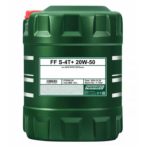 Fanfaro S-4T+ 20W-50 20 L Motoröl - Hochwertiges Motoröl für optimale Leistung, ideal für ältere Fahrzeuge und Motorräder mit 20W-50 Viskosität.
