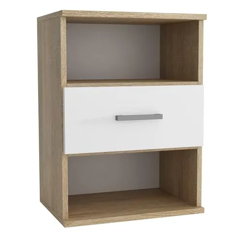 Masseno Nachttisch NOCTA Nachtschrank Beistelltisch für Schlafzimmer 48 x 65,5 x 35 cm Weiß
