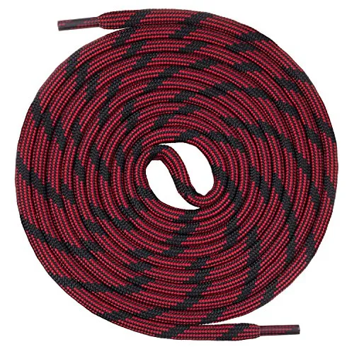 Mount Swiss runde Schnürsenkel für Wanderschuhe, Trekkingschuhe und Arbeitsschuhe - extra reißfest - ø 5 mm Farbe Schwarz-Rot-m2 Länge 190cm