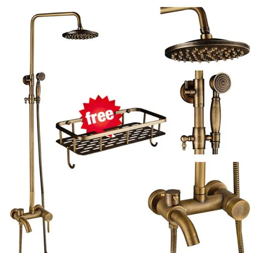 Retro Duschsystem Gold Duschset mit Handbrause in gold von fyheast