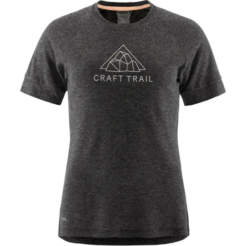 Craft Women's Pro Trail Wool S/S Tee - Grau - Funktionelles Damen Laufshirt aus Merino-Mischgewebe, ideal für Roadrunning und Wandern. Farbe: Grau, Größe: L. Hochwertiger Tragekomfort für aktive Frauen.