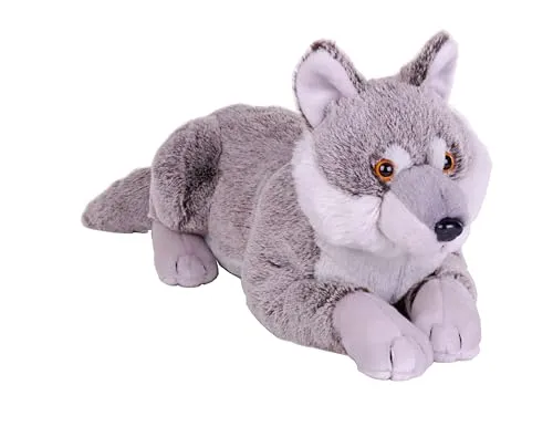 Wild Republic Earthkins Wolf Kuscheltier 38 cm - Stofftier aus recycelten Wasserflaschen, sicher und umweltfreundlich – ideal für Kinder und als nachhaltiges Geschenk!
