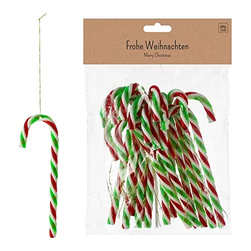 Geschenkestadl Zuckerstangen Rot Weiß Grün Weihnachten Anhänger Baumschmuck (60 Stück)