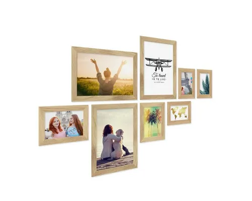 PHOTOLINI Bilderrahmen 8er Set breite Rahmen 10x15, 13x18 und 21x30 cm, extra Zubehör, (8 Rahmen), im modernen Stil für Ihre stilvolle Wanddekoration