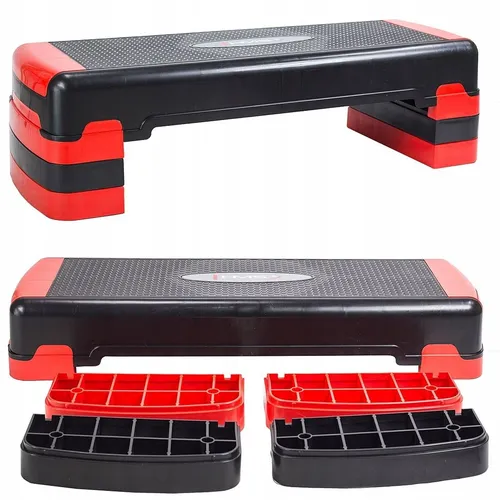 AS005 BLACK/RED STEP DO AEROBIKU HMS - Steppbrett in Schwarz/Rot, ideal für effektives Aerobic-Training und Platzsparend für Zuhause oder das Fitnessstudio.