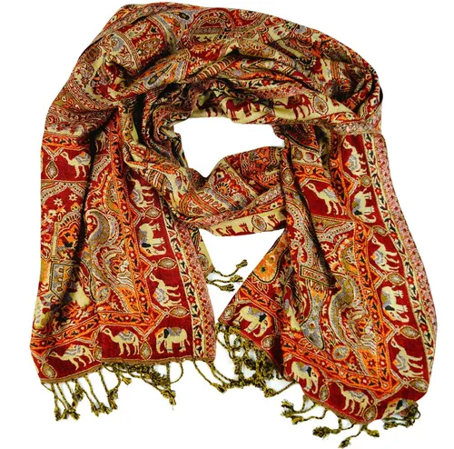 GURU SHOP Indischer Pashmina Schal - Boho Stola mit Paisley Muster - Schals für Damen, wunderbar weich und vielseitig tragbar, ideal als Schultertuch oder wärmendes Accessoire für jedes Outfit.