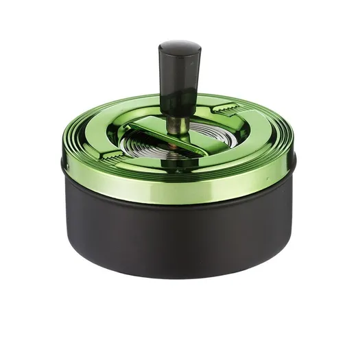 Angelo Schleuderaschenbecher / Drehascher schwarz/ grün-metallic, 11 cm