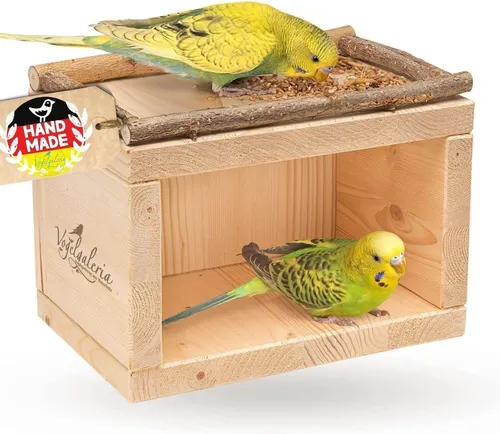 Vogelhaus Schlafhaus für Wellensittiche und Nymphensittiche - Handgefertigtes Naturholz-Vogelhaus, idealer Schlafplatz für Wellensittiche, Nymphensittiche und Kanarienvögel, sorgt für gemütliche Nächte.