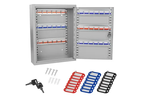 DEMA Schlüsselkasten mit 42 Haken DSK42 - Schlüsselkästen für optimale Ordnung: Der DEMA Schlüsselkasten mit 42 Haken bietet farblich gekennzeichnete Anhänger und höhenverstellbare Hakenleisten für perfekte Übersicht und Anpassung.