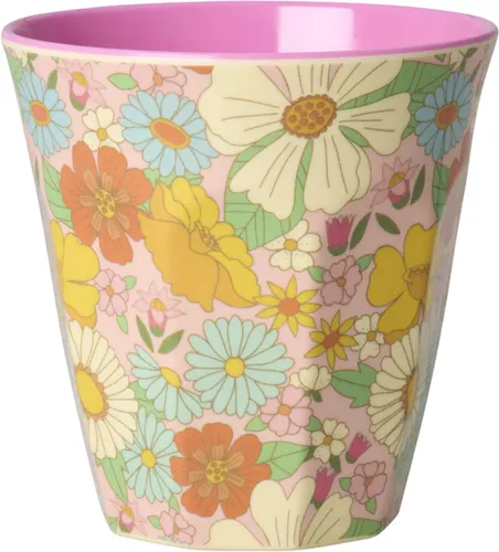 Rice by Rice Melamine Cup With Flower Power Print Medium 250 Ml Mehrfarbig