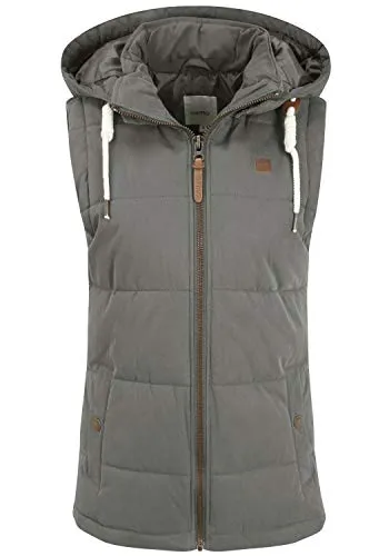 OXMO OXLew Damen Steppweste mit Kapuze - Damen-Westen aus robustem Baumwollmaterial, dick wattiert und ideal für Outdoor-Aktivitäten, mit abnehmbarer Kapuze und praktischen Eingrifftaschen.