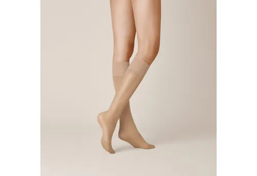 KUNERT Kniestrümpfe SATIN LOOK 20 bequemer, druckfreier Wohlfühlbund, transparent, glänzend