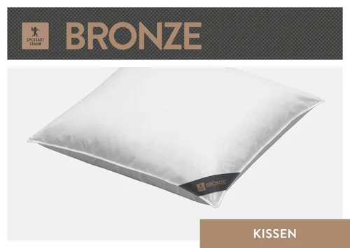 Kopfkissen Spessarttraum Bronze 80x80cm - Fest mit 85% Federn - Kissen für Schlafzimmer und Kinderzimmer, allergikergeeignet und bis 60° C waschbar – für einen erholsamen Schlaf.