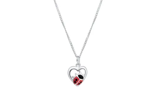 Zeeme Kette mit Anhänger - 925 Silber Marienkäfer & Herz - Ketten mit Anhänger, aus hochwertigem 925er Sterlingsilber, mit glänzendem Marienkäfer- und Herz-Motiv, ideal als Geschenk in edlem Etui.