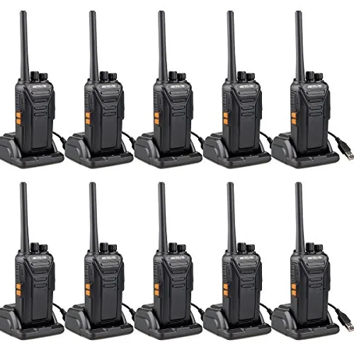 Retevis RT27 PMR Funkgerät, Professional Walkie Talkie, Lizenzfrei Walki Talki mit USB Ladeschale, CTCSS/DCS VOX Notanruf, Profi Handfunkgerät für Sicherheitsdienst, Schule (10 Stück, Schwarz)
