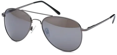 styleBREAKER Unisex Pilotenbrille Sonnenbrille Polycarbonat Gläser, Metall Vollrand Gestell mit Federscharnier 09020037, Farbe:Gestell Anthrazit/Glas Grau getönt