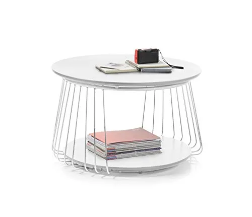 Robas Lund Couchtisch Beistelltisch - Trendiges Design in Weiß, belastbar bis 10 kg, ideal für stilvolle Wohnzimmergestaltung