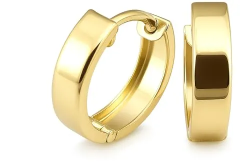 Klappcreolen Gold 333 Creolen Ohrringe 8 Karat eckig 12 mm Gelbgold