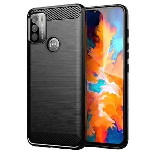 betterfon | Motorola Moto G50 Hülle Carbon Look Outdoor Stoßfeste Handy Tasche Hybrid Case Schutzhülle TPU Silikon Cover Bumper für Motorola Moto G50 Schwarz