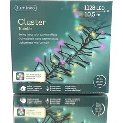 Lumineo LED Lichterkette Cluster Twinkle Bunt - 8 Funktionen & 1.128 Lichter - Lichterkette mit 10,5 m Länge und 8 verschiedenen Funktionen für stimmungsvolle Beleuchtung im Innen- und Außenbereich.