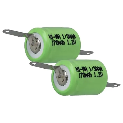 vhbw 2X Akku Ersatz für 1/3AAA für Modellbau (170mAh, 1,2V, NiMH, Grün, mit Z-Lötfahne)