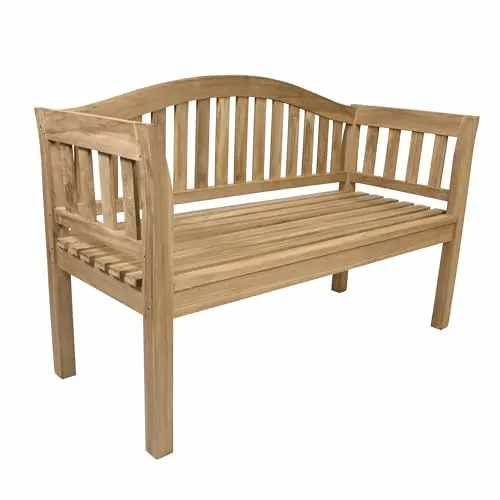 Divero Gartenbank Welle 2-Sitzer aus Teak-Holz unbehandelt - Farbe: Natur-Braun
