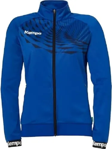Kempa Wave 26 Poly Jacket Women - Sportliche Damen Fußball Trainingsjacke - Sportjacke aus 100% recyceltem Polyester, atmungsaktiv und schnelltrocknend. Ideal für Sport und Freizeit mit optimaler Passform und praktischen Reißverschlusstaschen.