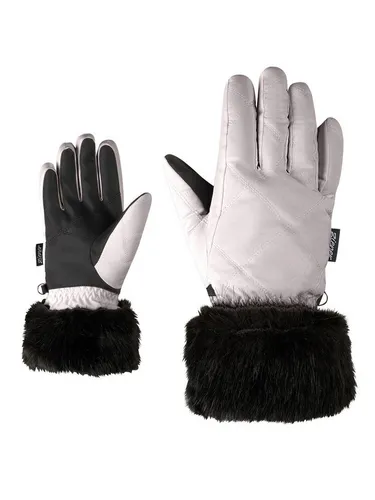 Ziener Kwinz-z Glove Lady metallic silver (166) 8,5 - Damen Skihandschuhe mit ZIENER THERMOSHIELD Technologie, wind- und wasserabweisend, aus recycelten Materialien und PFAS-frei für umweltbewusste Skifahrerinnen.