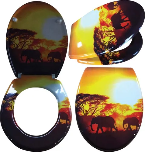 Toilettensitz Toilettendeckel Klodeckel Wc Sitz mit Absenkautomatik safari