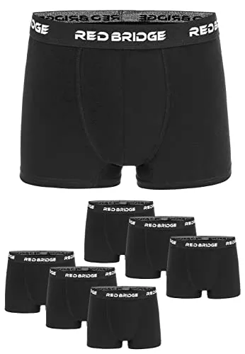 Redbridge Herren Boxershorts Set – 6er Pack enganliegende Unterhosen aus Baumwolle – Elastischer Bund mit Logo – Bequeme Unterwäsche im klassischen Schnitt Schwarz 3XL
