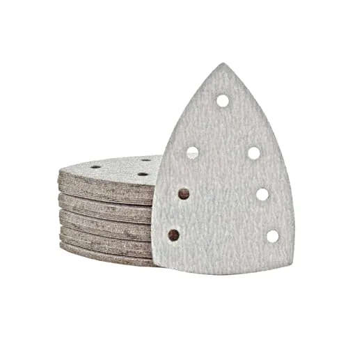 MioTools Shark Klett-Schleifblätter, 150 x 100 mm, 7-Loch, f. Deltaschleifer, Normalkorund (50 Stk.) K60