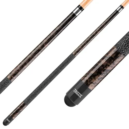 Winsport Billardqueue Trilux - Profiqualität in Grau - Hochwertiger Poolqueue aus Ahornholz mit schöner Maserung, ideal für Hobby- und Vereinsspieler. Präzise Edelstahlverbindung und 13 mm Klebeleder sorgen für exzellente Spieleigenschaften.