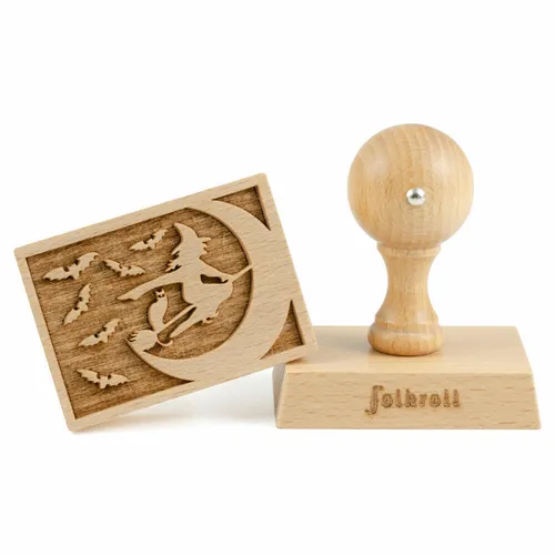 Folkroll Keksstempel Hexe 70x50 mm Cookiestempel Backen Stempel Motiv Buchenholz