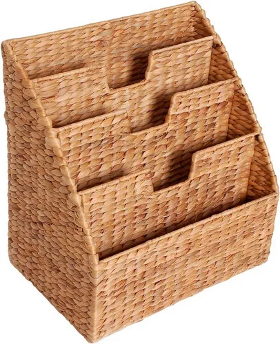 VIVANNO Zeitungsständer REGO - Geflochten aus Wasserhyazinthe - Zeitungsständer aus natürlicher Wasserhyazinthe, handgeflochten und stilvoll, ideal für Ordnung im Wohnraum oder Büro, Maße: 37x25x40 cm.