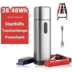Starthilfe Powerbank 12V-500A - Aluminium Design - Starthilfegeräte für Autobatterien, tragbare 2in1 Lösung mit leistungsstarker Starthilfe und integrierter Taschenlampe für maximale Sicherheit und Flexibilität unterwegs.