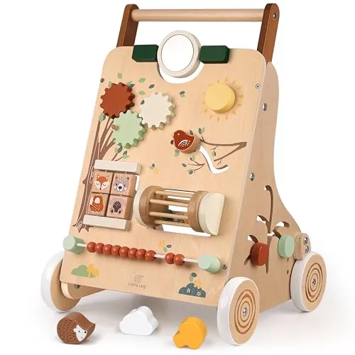 Little Log Lauflernwagen Holz, 9-in-1-Multifunktional Montessori Spielzeug mit, Lauflernhilfe Baby Gehhilfe mit, Baby Walker Geschenk für Jungen und Mädchen